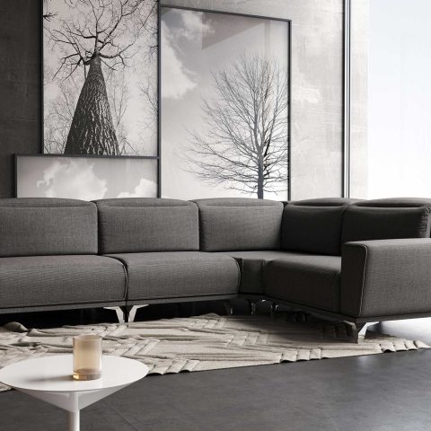 Manhattan Corner Sofa(Canvas Charcoal)